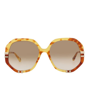 Chloe Round-Frame Bio Acetate Sunglasses Havana Havana Brown (CH0105S-30012761-001)