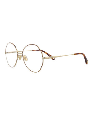 Chloe Round-Frame Metal Optical Frames Havana Gold Transparent (CH0097O-30012431-004)