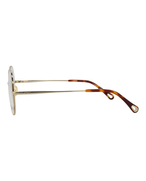 Chloe Round-Frame Metal Optical Frames Havana Gold Transparent (CH0097O-30012431-004)