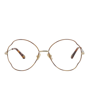 Chloe Round-Frame Metal Optical Frames Havana Gold Transparent (CH0097O-30012431-004)