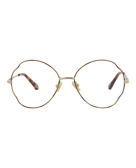Chloe Round-Frame Metal Optical Frames Havana Gold Transparent (CH0097O-30012431-004)