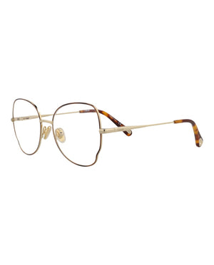 Chloe Round-Frame Metal Optical Frames Havana Gold Transparent (CH0098O-30012434-004)