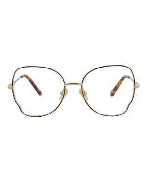 Chloe Round-Frame Metal Optical Frames Havana Gold Transparent (CH0098O-30012434-004)