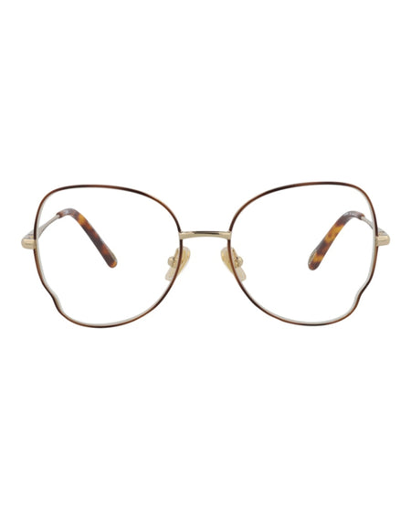 Chloe Round-Frame Metal Optical Frames Havana Gold Transparent (CH0098O-30012434-004)