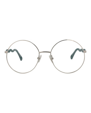 Chloe Round-Frame Metal Optical Frames Silver Green Transparent (CH0057O-30011445-004)
