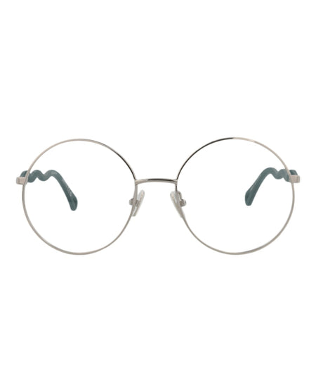 Chloe Round-Frame Metal Optical Frames Silver Green Transparent (CH0057O-30011445-004)