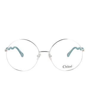 Chloe Round-Frame Metal Optical Frames Silver Green Transparent (CH0057O-30011445-008)