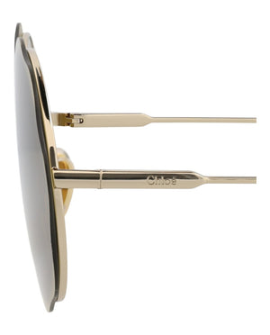 Chloe Round-Frame Metal Sunglasses Gold Gold Green (CH0202S-30014664-001)