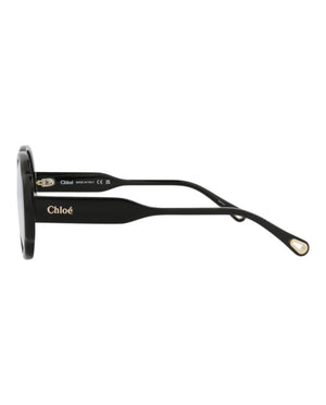 Chloe Round-Frame Recycled Acetate Sunglasses Black Black Transparent (CH0196S-30014696-001)