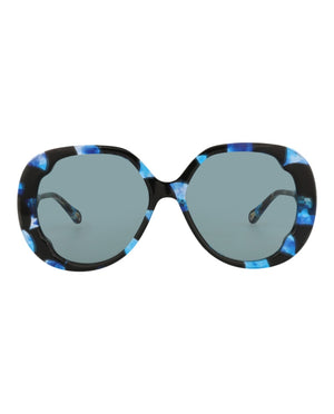 Chloe Round-Frame Recycled Acetate Sunglasses Havana Havana Blue (CH0195S-30014680-003)
