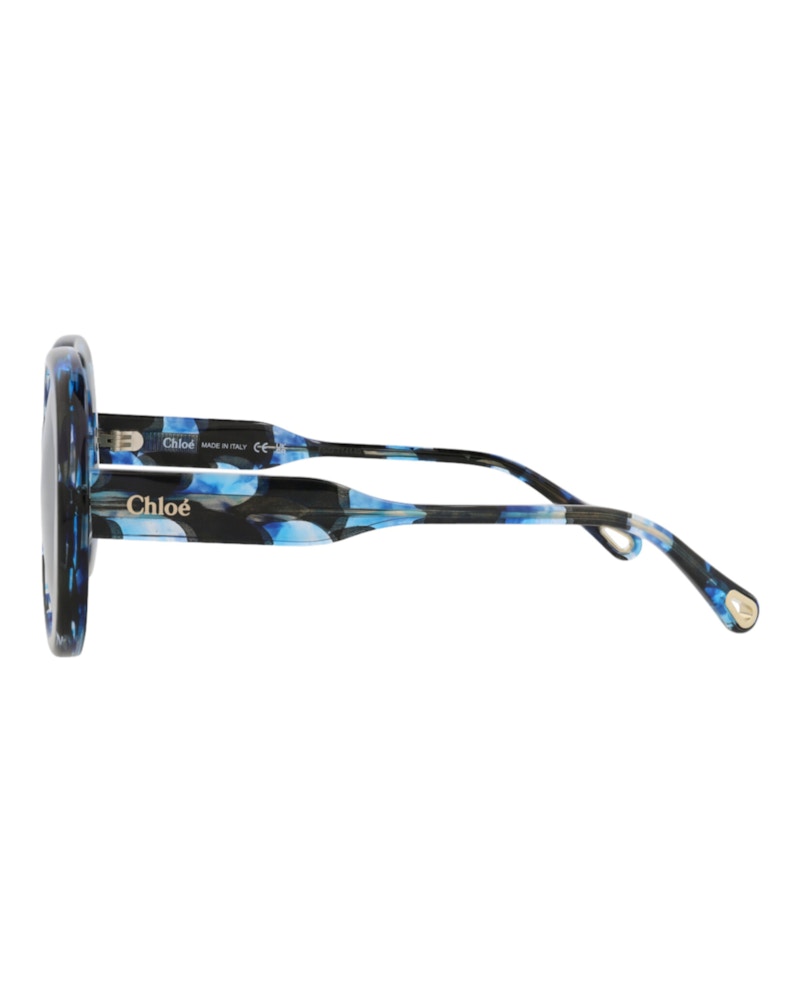 Chloe Round-Frame Recycled Acetate Sunglasses Havana Havana Blue (CH0195SK-30014693-003)