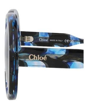Chloe Round-Frame Recycled Acetate Sunglasses Havana Havana Blue (CH0195SK-30014693-003)