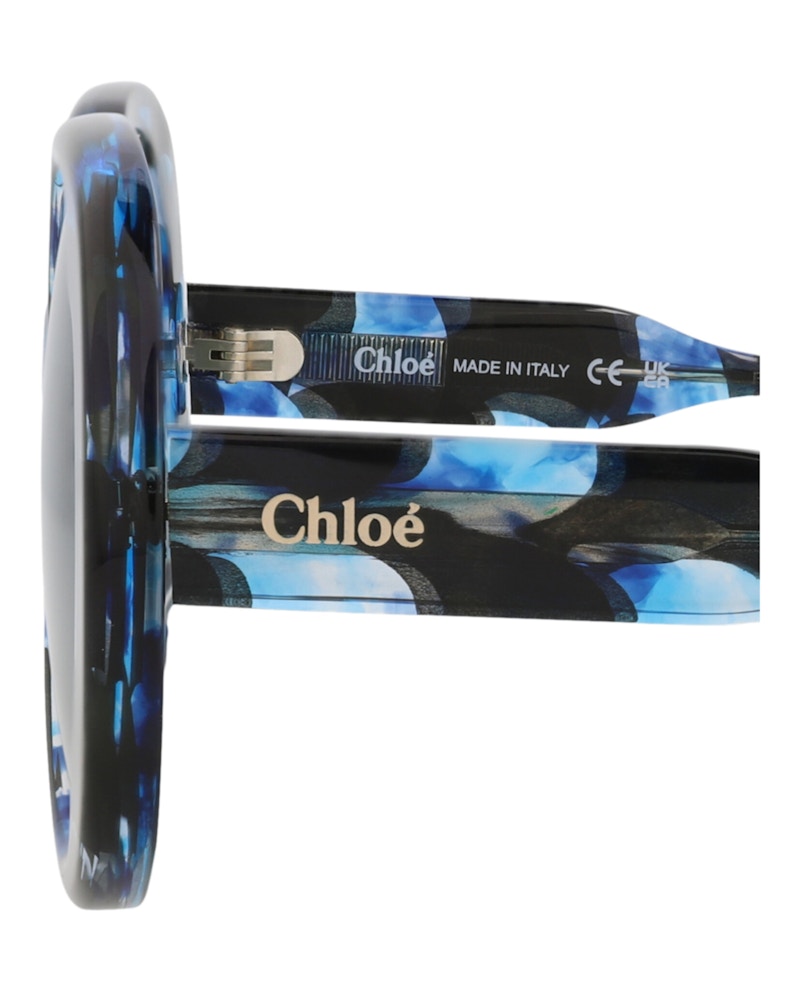 Chloe Round-Frame Recycled Acetate Sunglasses Havana Havana Blue (CH0195SK-30014693-003)