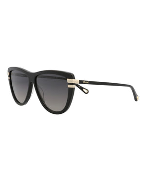 Chloe Square-Frame Recycled Acetate Sunglasses Black Black Grey (CH0203S-30014676-001)