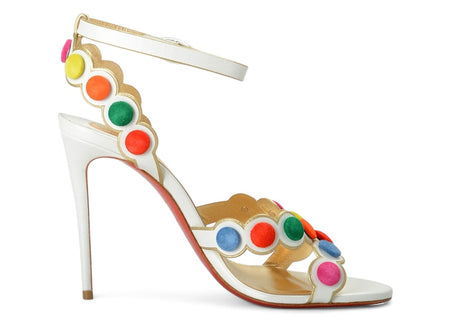 Christian Louboutin Smartissima 100 White Leather Strappy Sandal Multi Mekong (Women's)