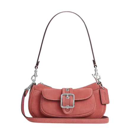 Coach Ashton Mini Shoulder Bag suede Silver Pink