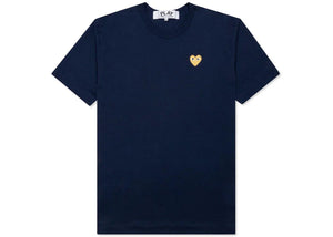 Comme Des Garcons Play Gold Heart T-Shirt Navy