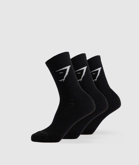 Gymshark Crew Socks 3Pk Black