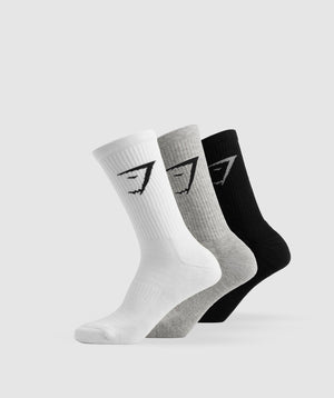 Crew Socks 3pk White/Light Grey Core Marl/Black