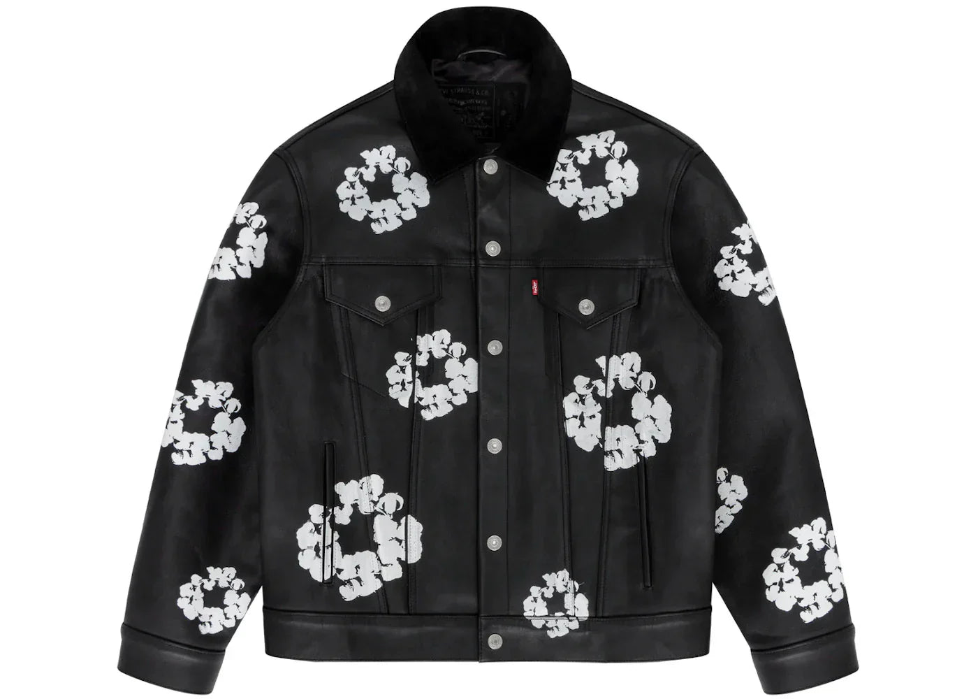 Denim Tears x Levi'S Leather Cotton Wreath Type-3 Jacket Black Denim