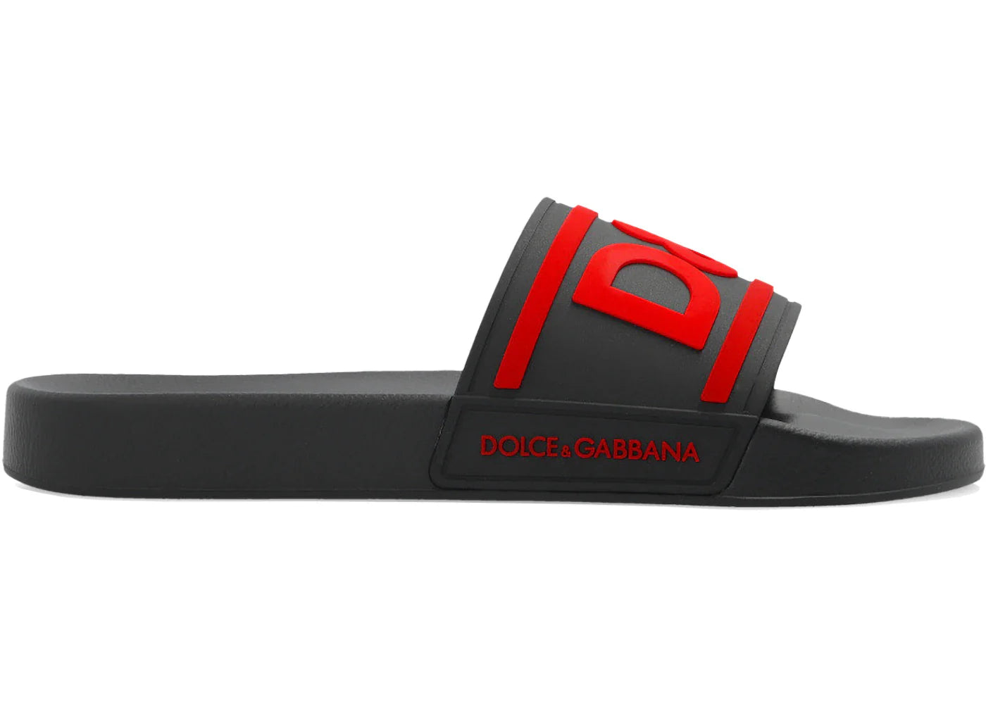 Dolce & Gabbana Beachwear Sliders DG Logo Black Red