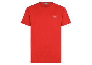Dolce & Gabbana Cotton Branded Plate T-Shirt Red