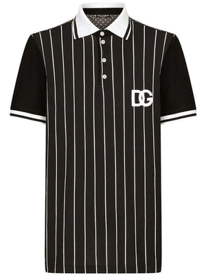 Dolce & Gabbana DG Patch Shorts-Sleeved Polo Black/White