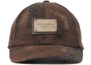 Dolce & Gabbana Distressed Logo Plaque Cap Brown
