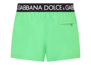 Dolce & Gabbana Logo Band Swim Shorts Green/Black/White