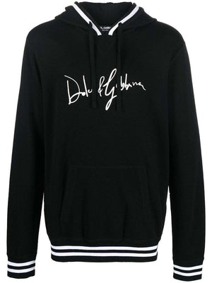 Dolce & Gabbana Logo-Print Detail Drawstring Hoodie Black