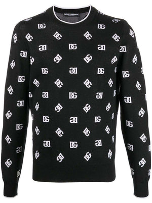 Dolce & Gabbana Logo-Print Fine-Knit Jumper Black/White