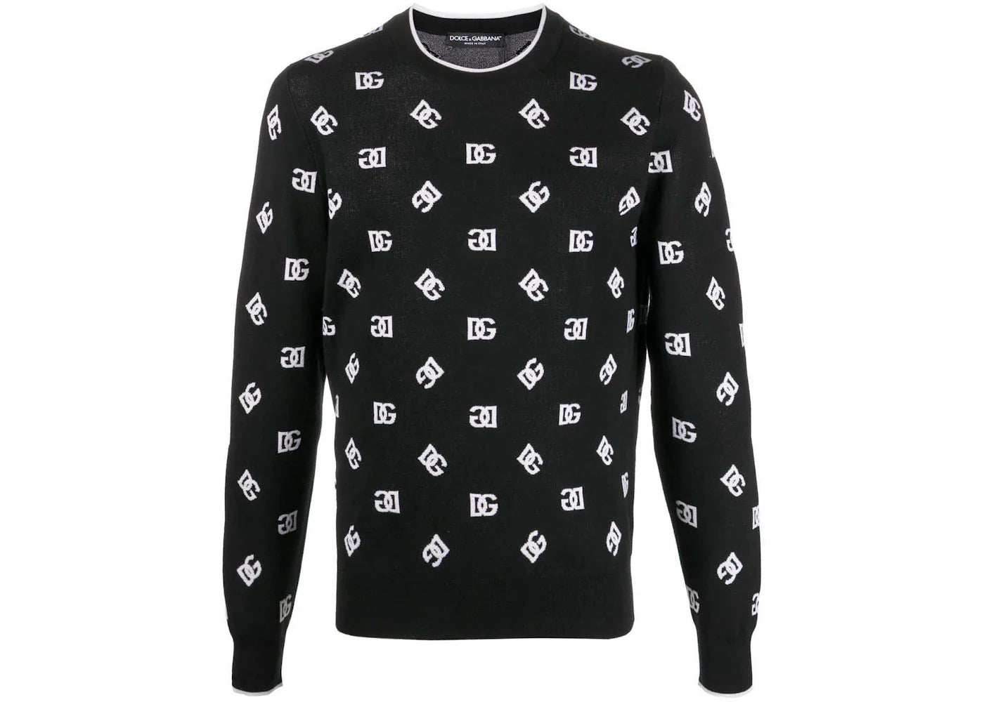 Dolce & Gabbana Logo-Print Fine-Knit Jumper Black/White