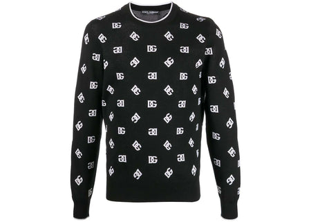 Dolce & Gabbana Logo-Print Fine-Knit Jumper Black/White