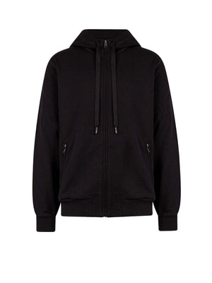 Dolce & Gabbana Man Cotton Stretch Frontal Logo Patch Sweatshirt Black