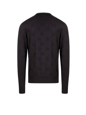Dolce & Gabbana Man Silk All-Over Logo Sweater Black