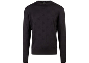 Dolce & Gabbana Man Silk All-Over Logo Sweater Black