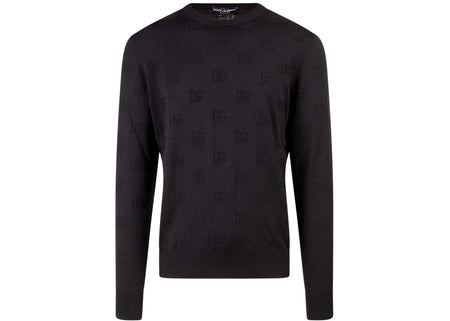 Dolce & Gabbana Man Silk All-Over Logo Sweater Black