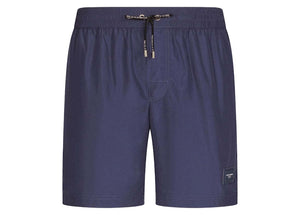 Dolce & Gabbana Mid Length Branded Plate Swim Trunks Blue