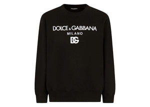 Dolce & Gabbana Printed Jersey DG Embroidery Sweatshirt Black