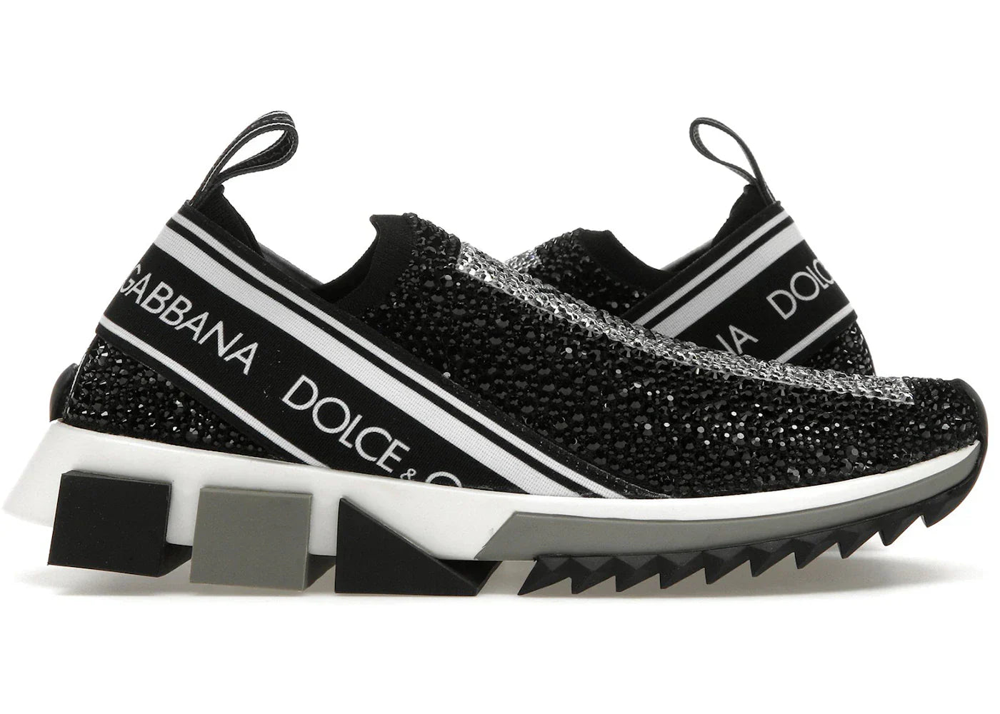 Dolce & Gabbana Sorrento Slip On Black Crystal Womens