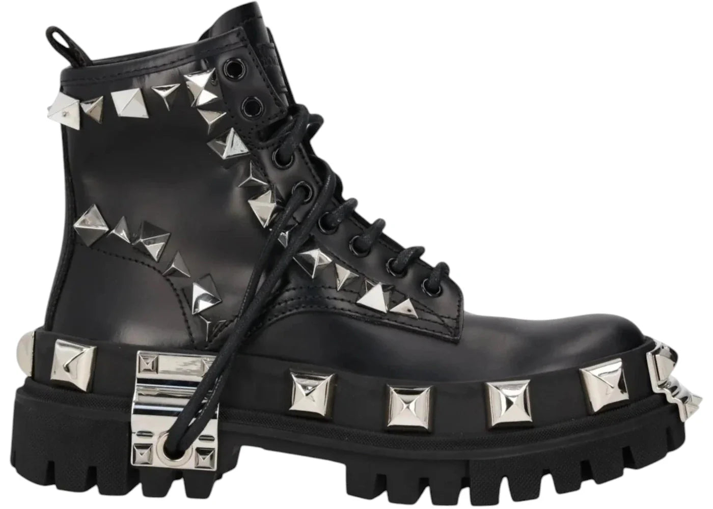 Dolce Gabbana Studded Combat Boots Lace Up (Women's) Black