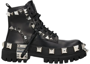 Dolce Gabbana Studded Combat Boots Lace Up (Women's) Black