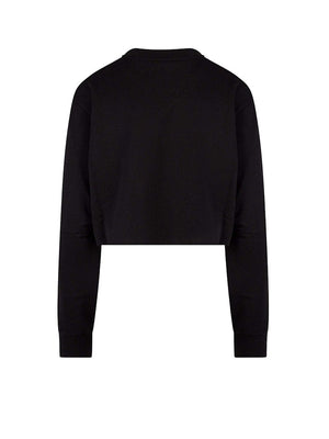 Dolce & Gabbana Woman Cotton Frontal Logo Sweatshirt Black