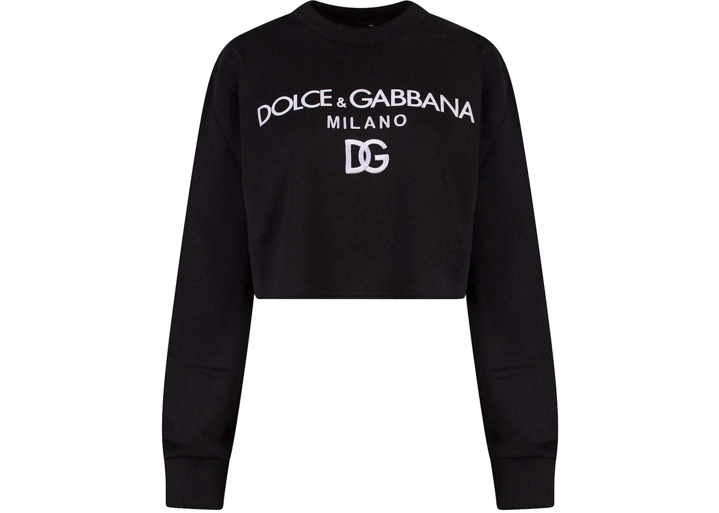 Dolce & Gabbana Woman Cotton Frontal Logo Sweatshirt Black