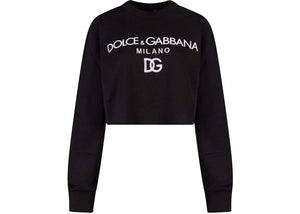 Dolce & Gabbana Woman Cotton Frontal Logo Sweatshirt Black