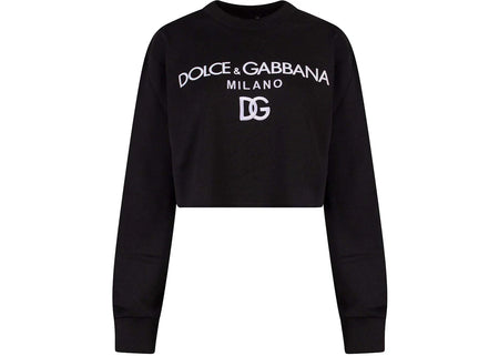 Dolce & Gabbana Woman Cotton Frontal Logo Sweatshirt Black