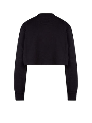 Dolce & Gabbana Woman Crop Fit Cotton DG Patch Sweatshirt Black