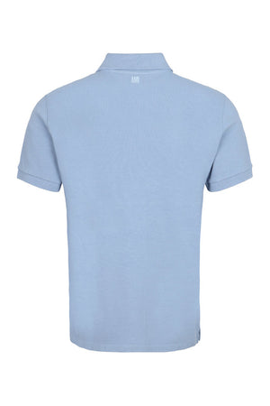 AMI PARIS Stretch cotton piqué polo shirt Blue