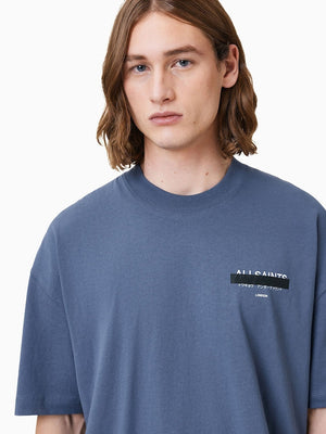 All Saints Blue Redact Shorts Sleeve T-Shirt