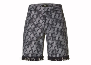 Fendi FF Monogram Denim Shorts Blue